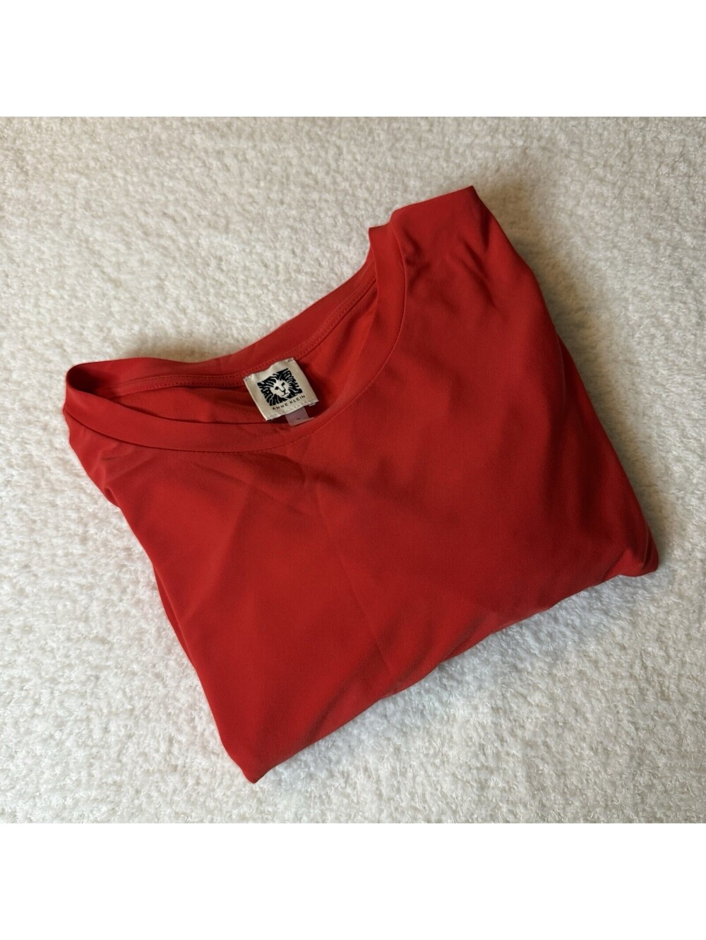 Anne Klein Women’s XL Red Ruffle Pleated Sleeve Blouse Top Short Sleeve